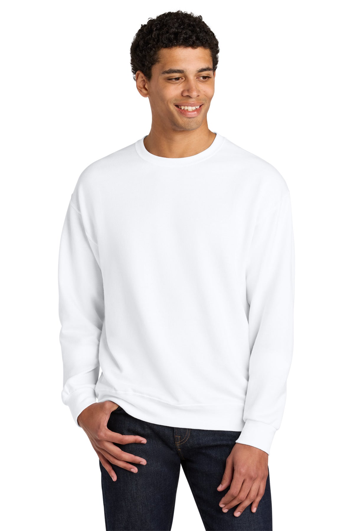 Custom White Ultimate Unisex CVC Ring Spun Crewneck IC48M, personalized by SanCanDo Swag in Argyle, TX