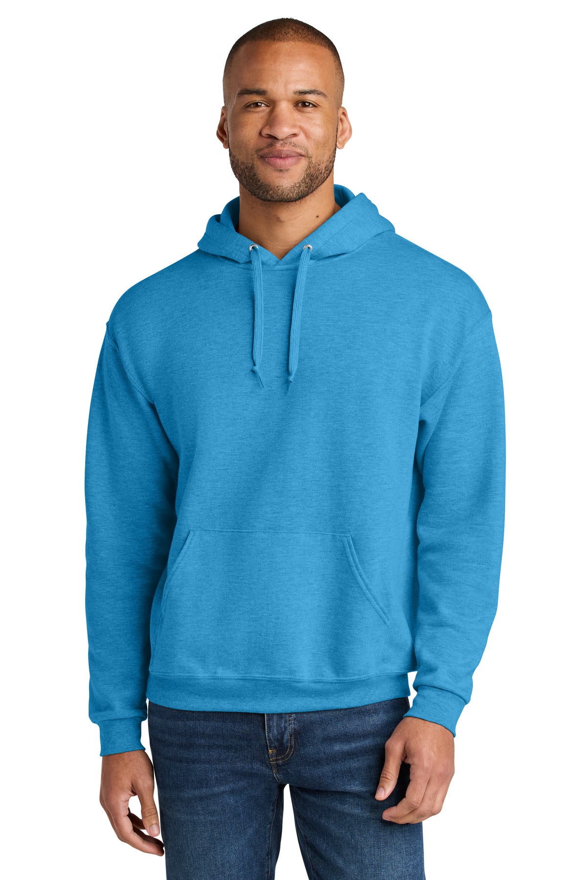 Custom Soul Blue Heather Ultimate Unisex CVC Ring Spun Hoodie IC49M, personalized by SanCanDo Swag in Argyle, TX