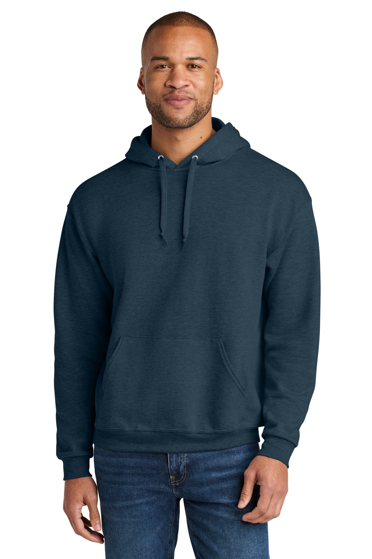 Custom Indigo Heather Ultimate Unisex CVC Ring Spun Hoodie IC49M, personalized by SanCanDo Swag in Argyle, TX