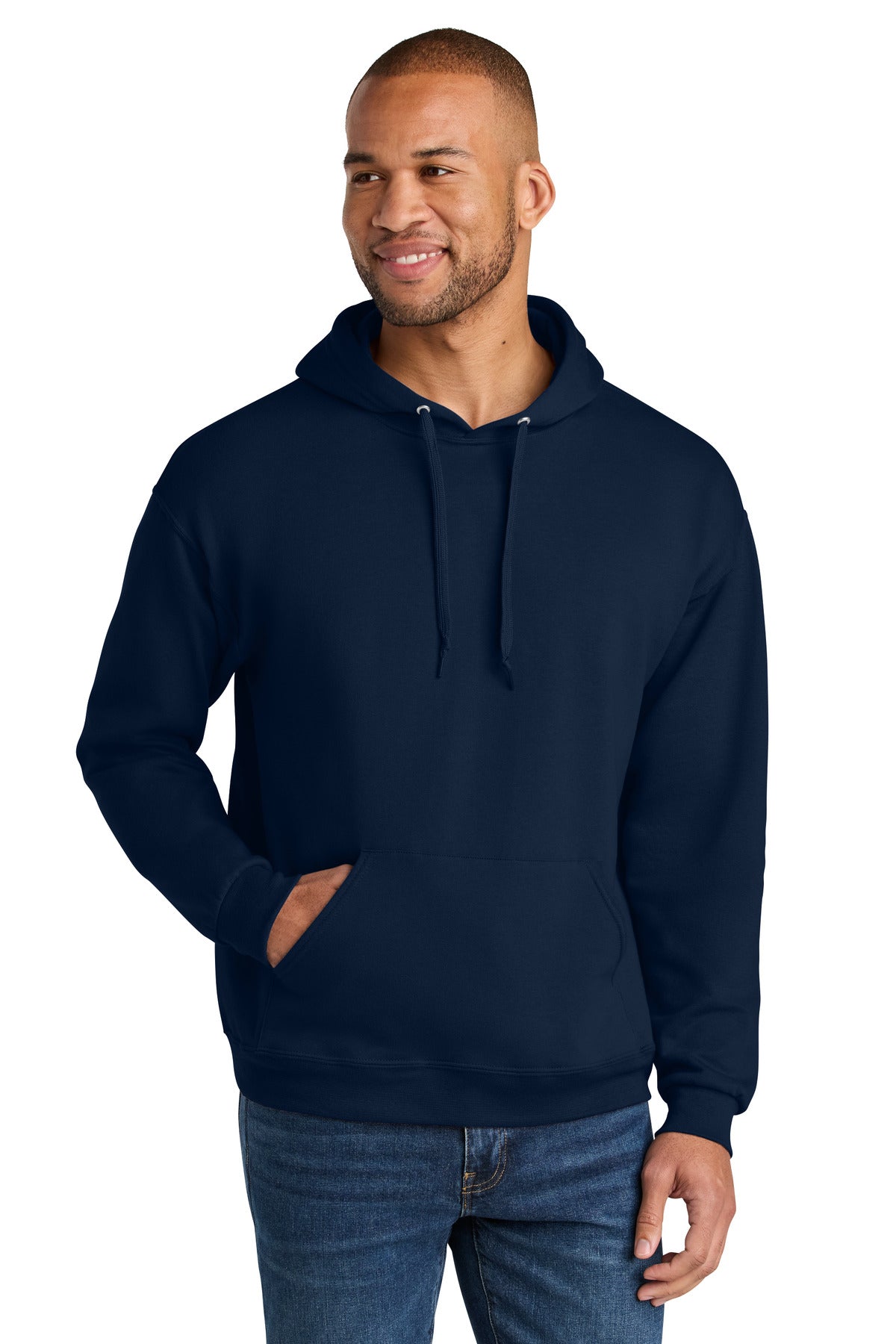 Custom J. Navy Ultimate Unisex CVC Ring Spun Hoodie IC49M, personalized by SanCanDo Swag in Argyle, TX