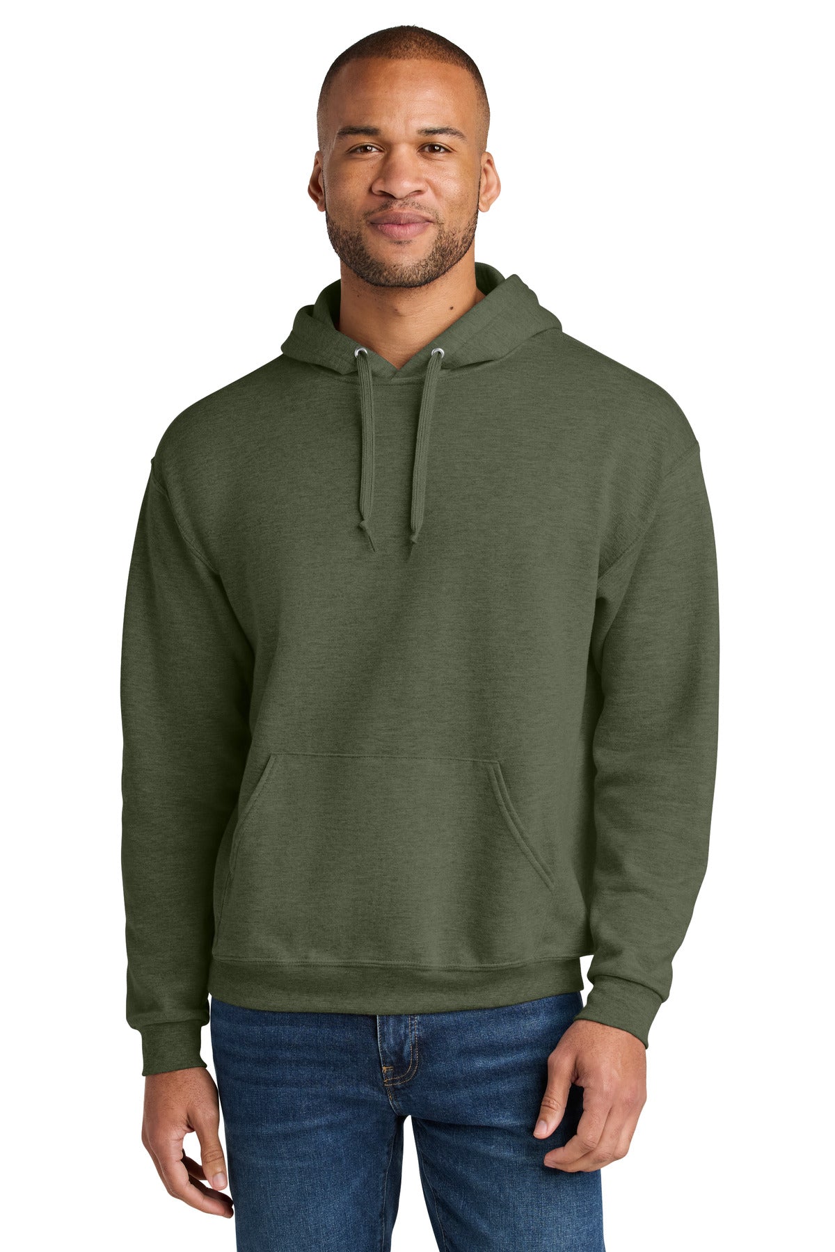 Custom Military Green Heather Ultimate Unisex CVC Ring Spun Hoodie IC49M, personalized by SanCanDo Swag in Argyle, TX