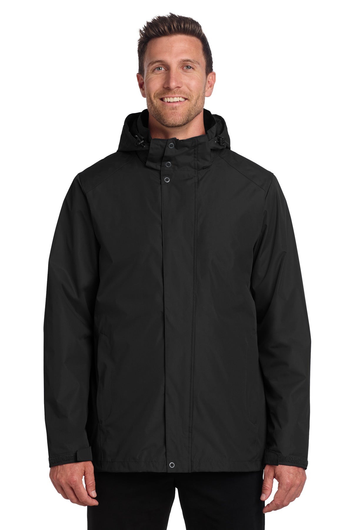 Custom Black All-Weather 3-in-1 Jacket J123, personalized by SanCanDo Swag in Argyle, TX