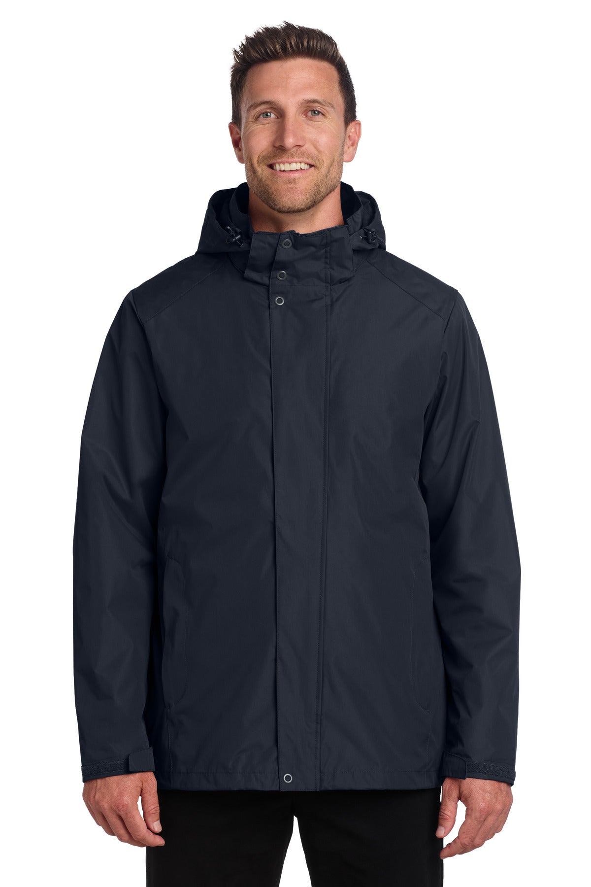 Custom River Blue Navy All-Weather 3-in-1 Jacket J123, personalized by SanCanDo Swag in Argyle, TX