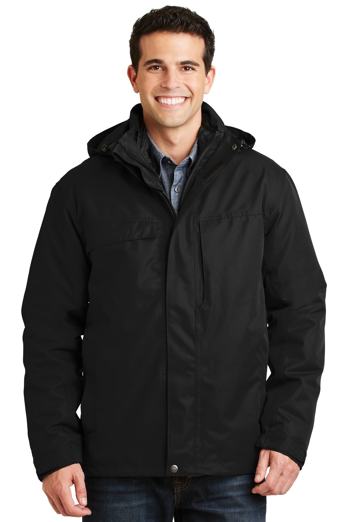 Custom Black Herringbone 3-in-1 Parka J302, personalized by SanCanDo Swag in Argyle, TX