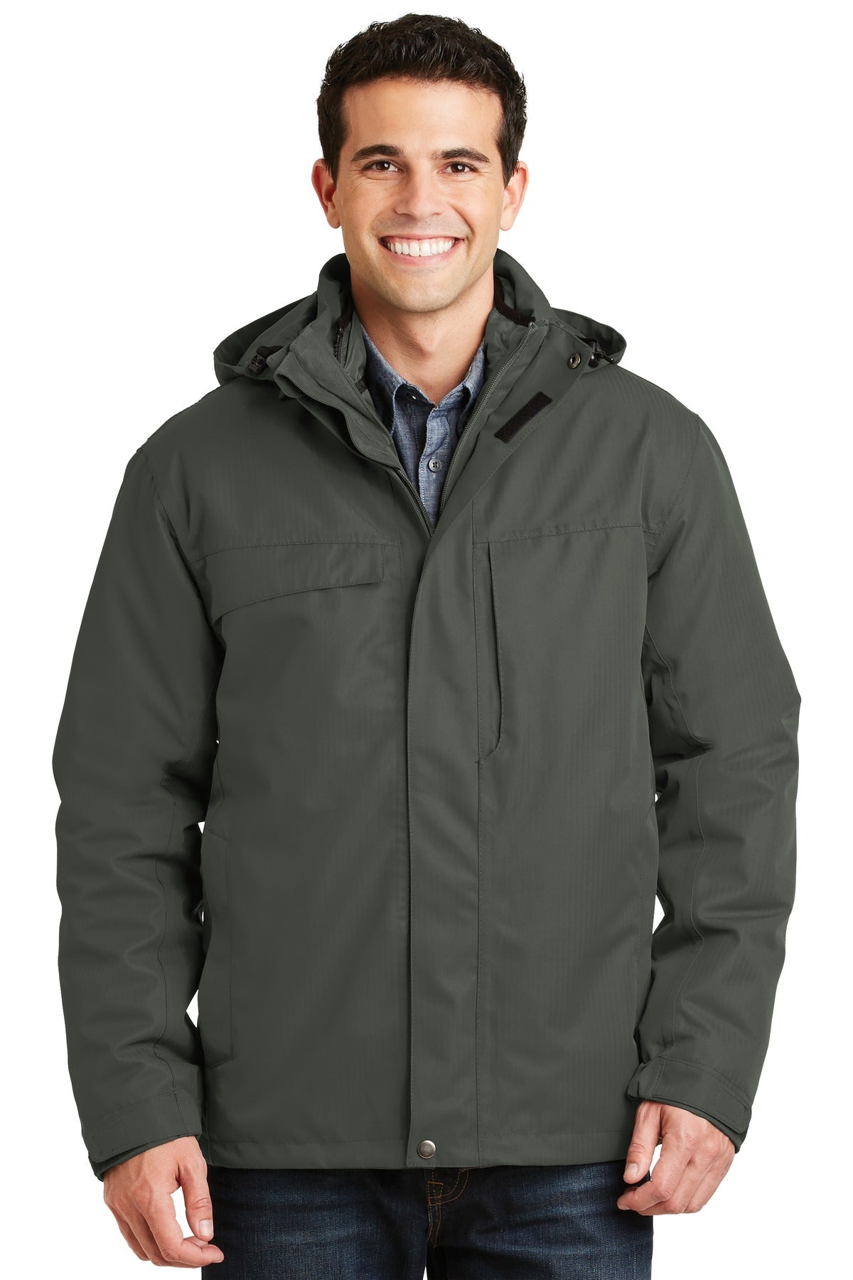 Custom Spruce Green Herringbone 3-in-1 Parka J302, personalized by SanCanDo Swag in Argyle, TX