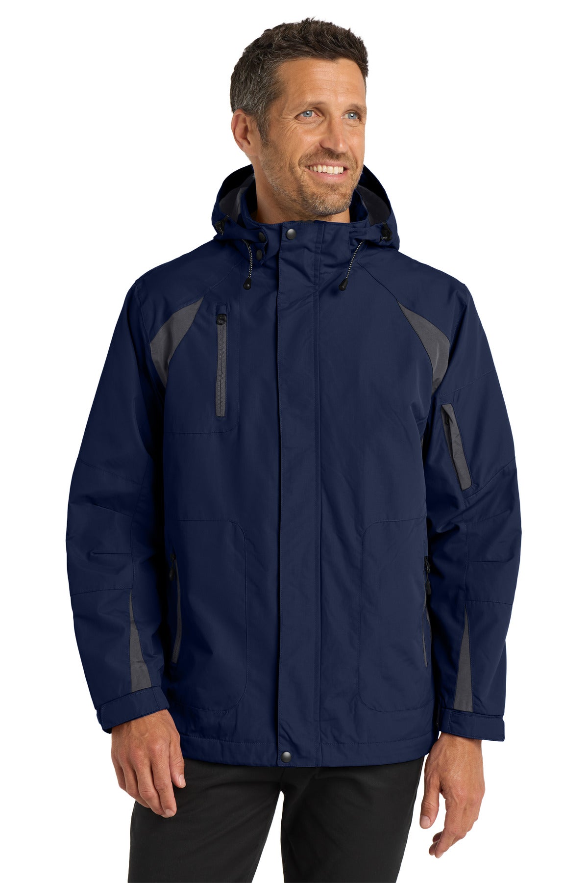 Custom True Navy/ Iron Grey All-Season II Jacket J304, personalized by SanCanDo Swag in Argyle, TX
