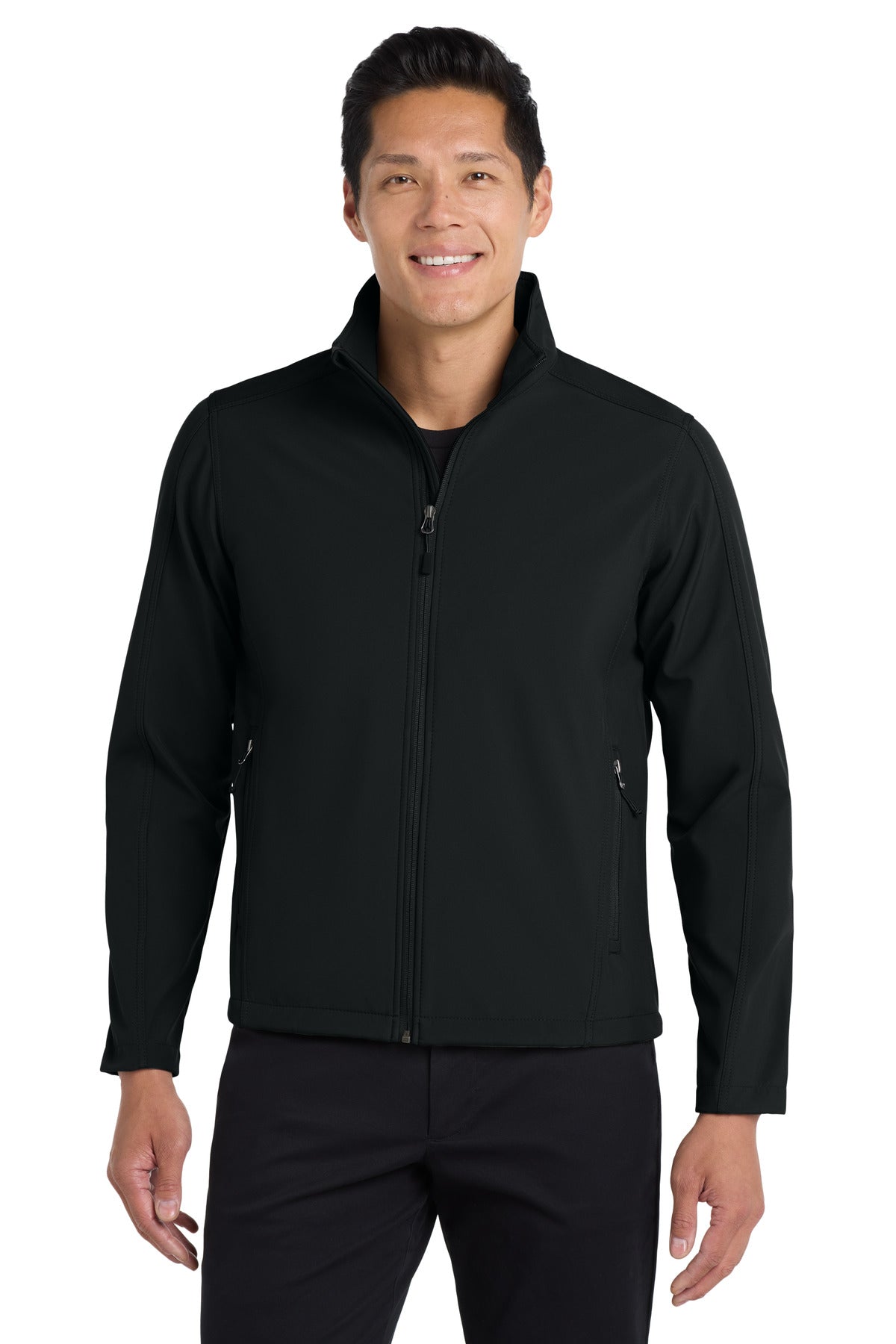 Custom Black Core Soft Shell Jacket J317, personalized by SanCanDo Swag in Argyle, TX