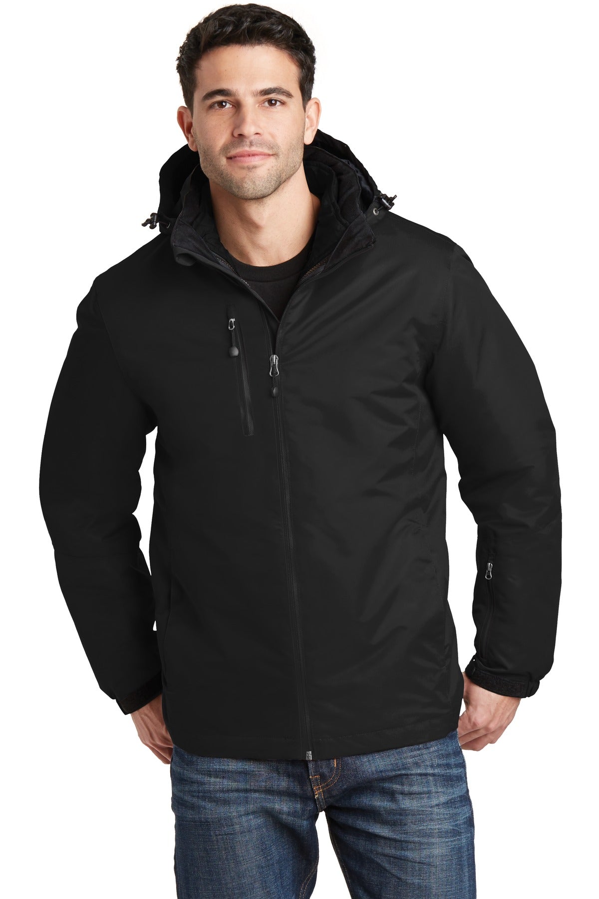 Custom Black/ Black Vortex Waterproof 3-in-1 Jacket J332, personalized by SanCanDo Swag in Argyle, TX