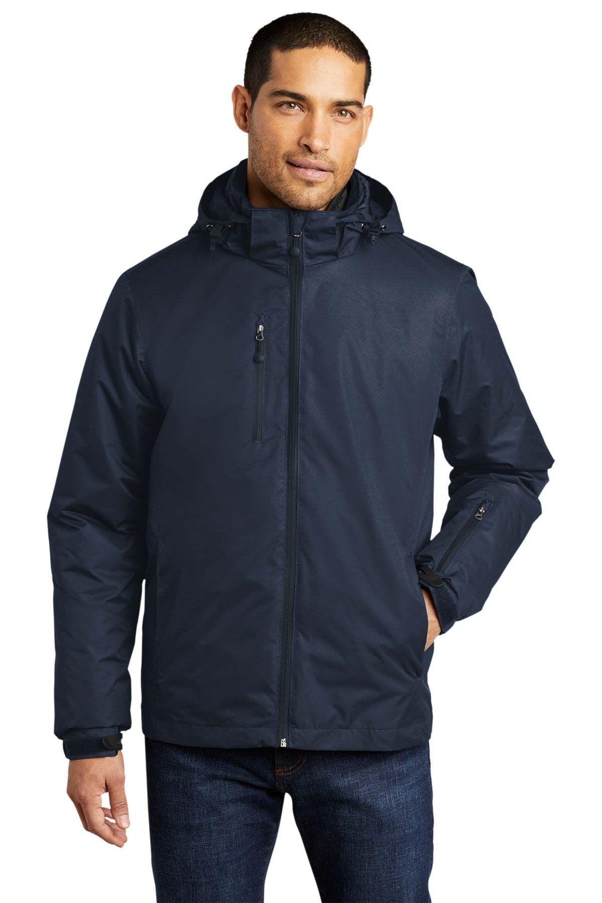 Custom River Blue Navy/ River Blue Navy Vortex Waterproof 3-in-1 Jacket J332, personalized by SanCanDo Swag in Argyle, TX