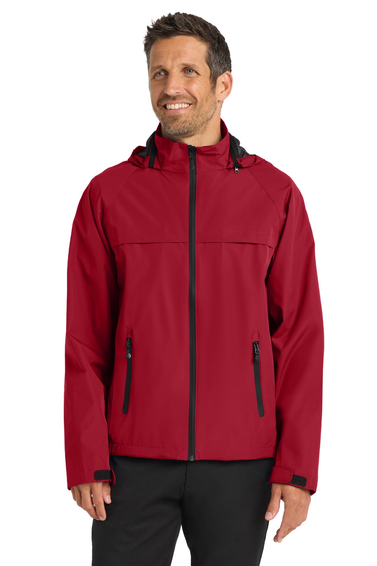 Custom Deep Red Torrent Waterproof Jacket J333, personalized by SanCanDo Swag in Argyle, TX