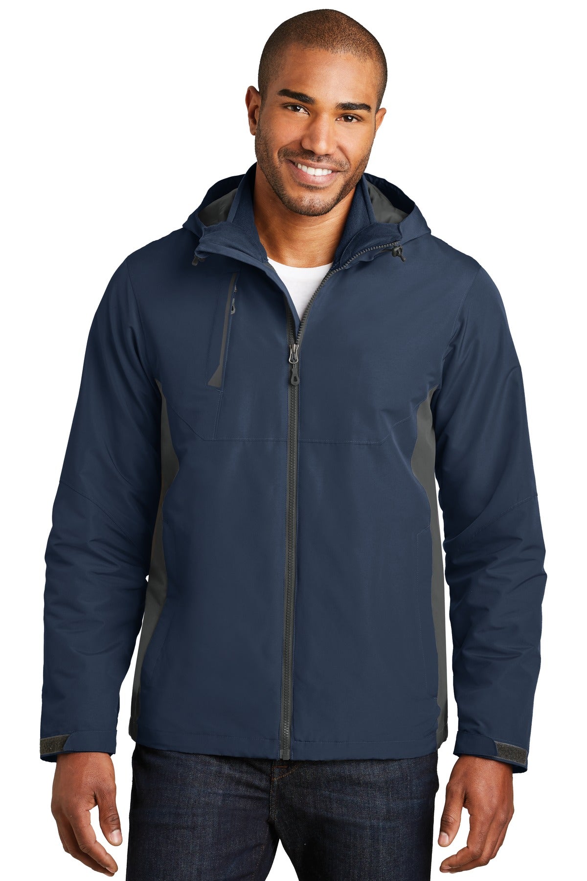 Custom Dress Blue Navy/ Grey Steel Merge 3-in-1 Jacket J338, personalized by SanCanDo Swag in Argyle, TX