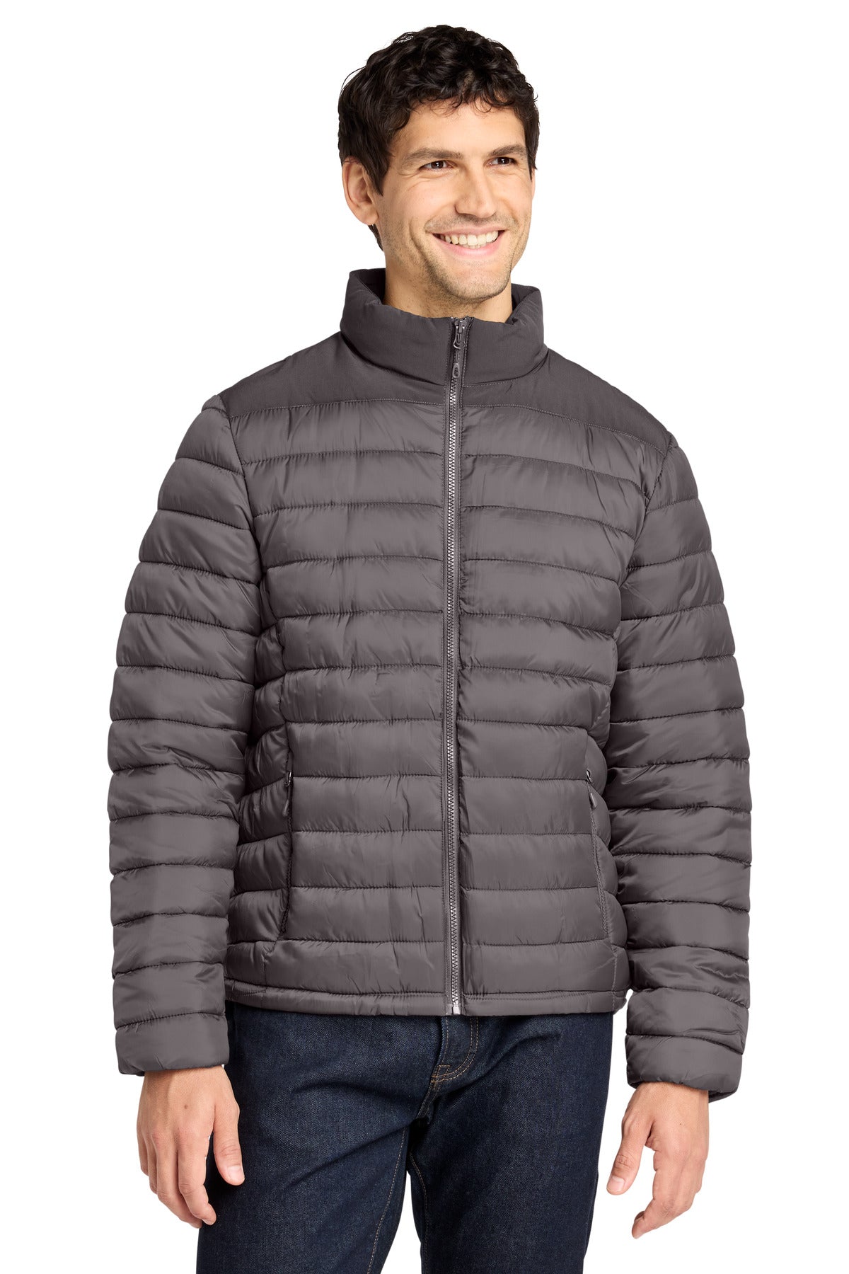 Custom Deep Smoke/ Grey Smoke Horizon Puffy Jacket J364, personalized by SanCanDo Swag in Argyle, TX