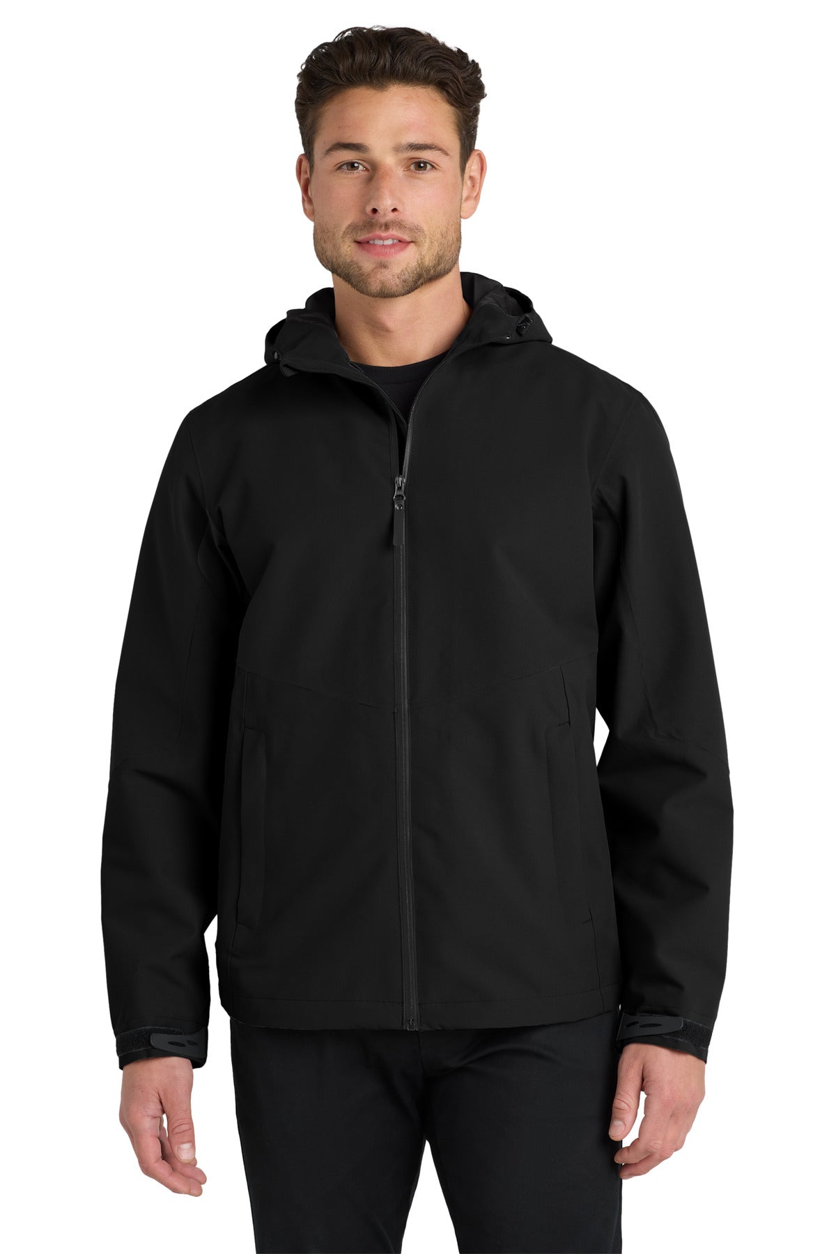 Custom Deep Black Tech Rain Jacket J406, personalized by SanCanDo Swag in Argyle, TX
