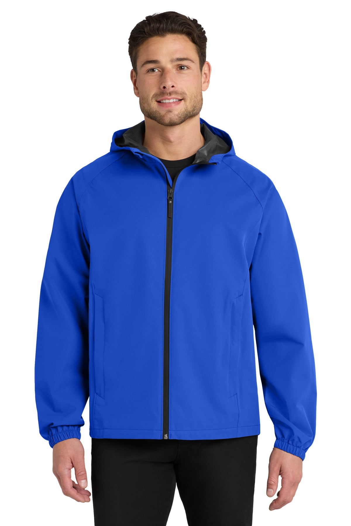 Custom True Royal Essential Rain Jacket J407, personalized by SanCanDo Swag in Argyle, TX