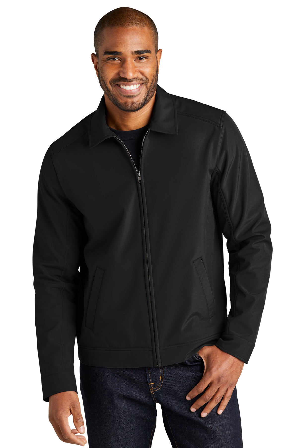 Custom Black Mechanic Soft Shell Jacket J417, personalized by SanCanDo Swag in Argyle, TX