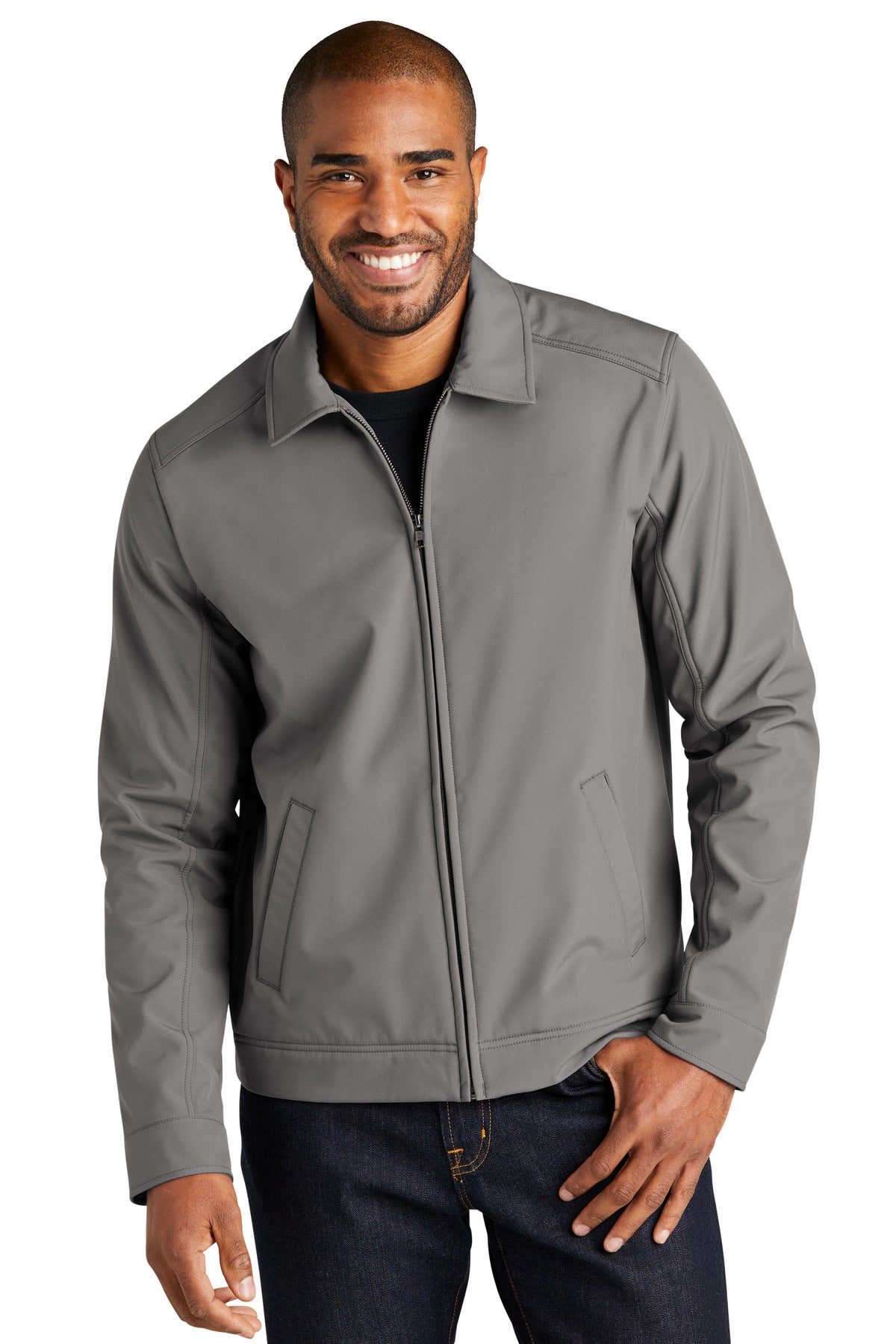 Custom Deep Smoke Mechanic Soft Shell Jacket J417, personalized by SanCanDo Swag in Argyle, TX