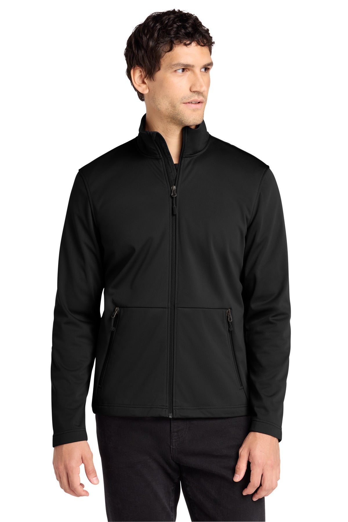 Custom Deep Black Flexshell Jacket J617, personalized by SanCanDo Swag in Argyle, TX