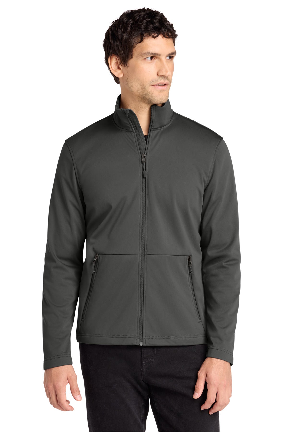 Custom Grey Steel Flexshell Jacket J617, personalized by SanCanDo Swag in Argyle, TX