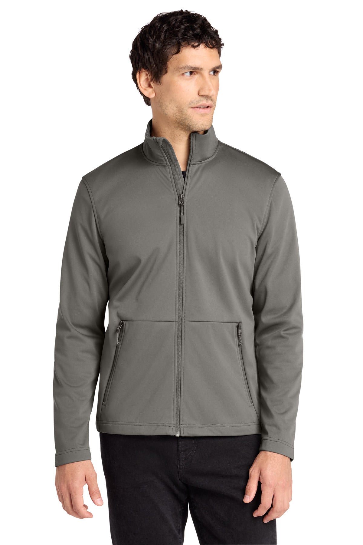 Custom Smoke Grey Flexshell Jacket J617, personalized by SanCanDo Swag in Argyle, TX