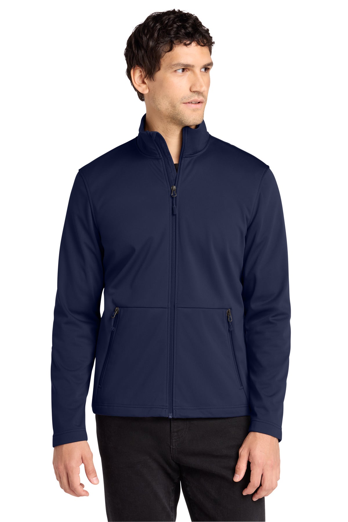 Custom True Navy Flexshell Jacket J617, personalized by SanCanDo Swag in Argyle, TX