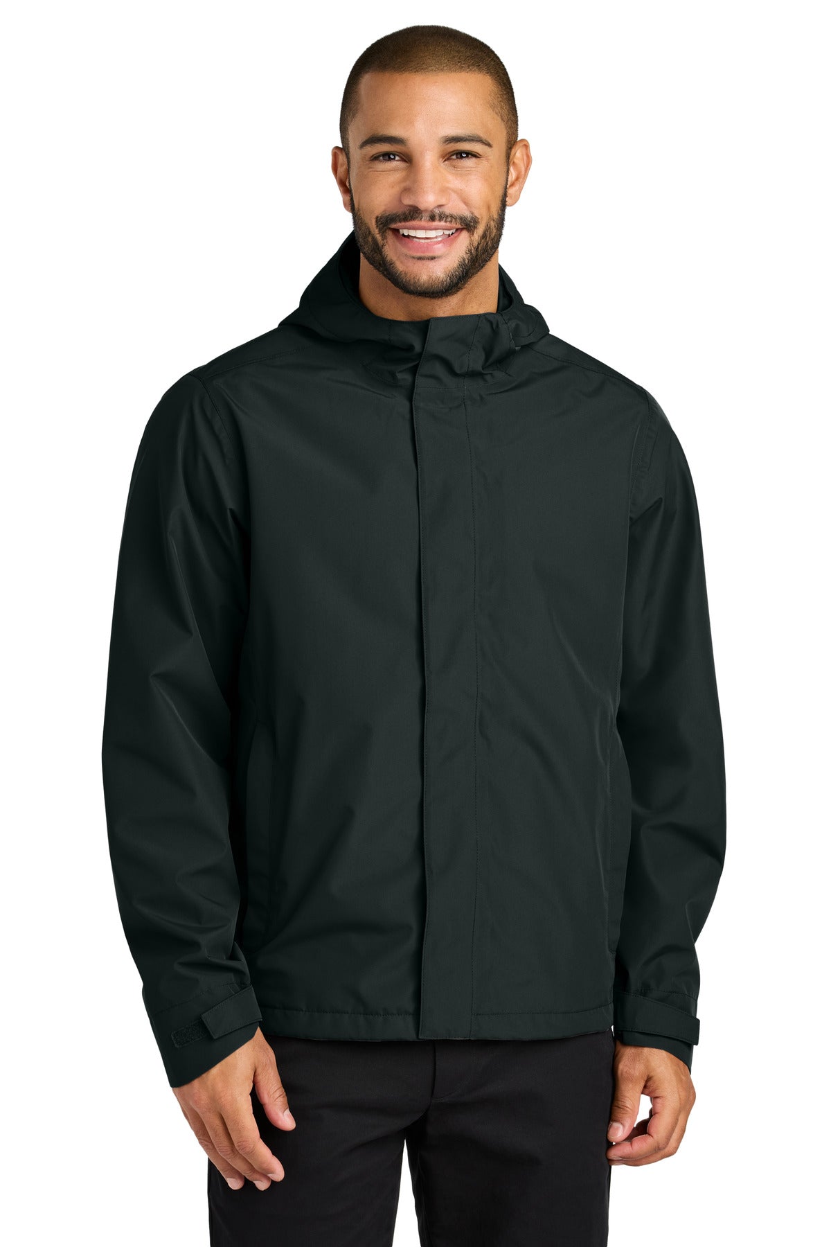 Custom Deep Black C-FREE Rain Jacket J714, personalized by SanCanDo Swag in Argyle, TX