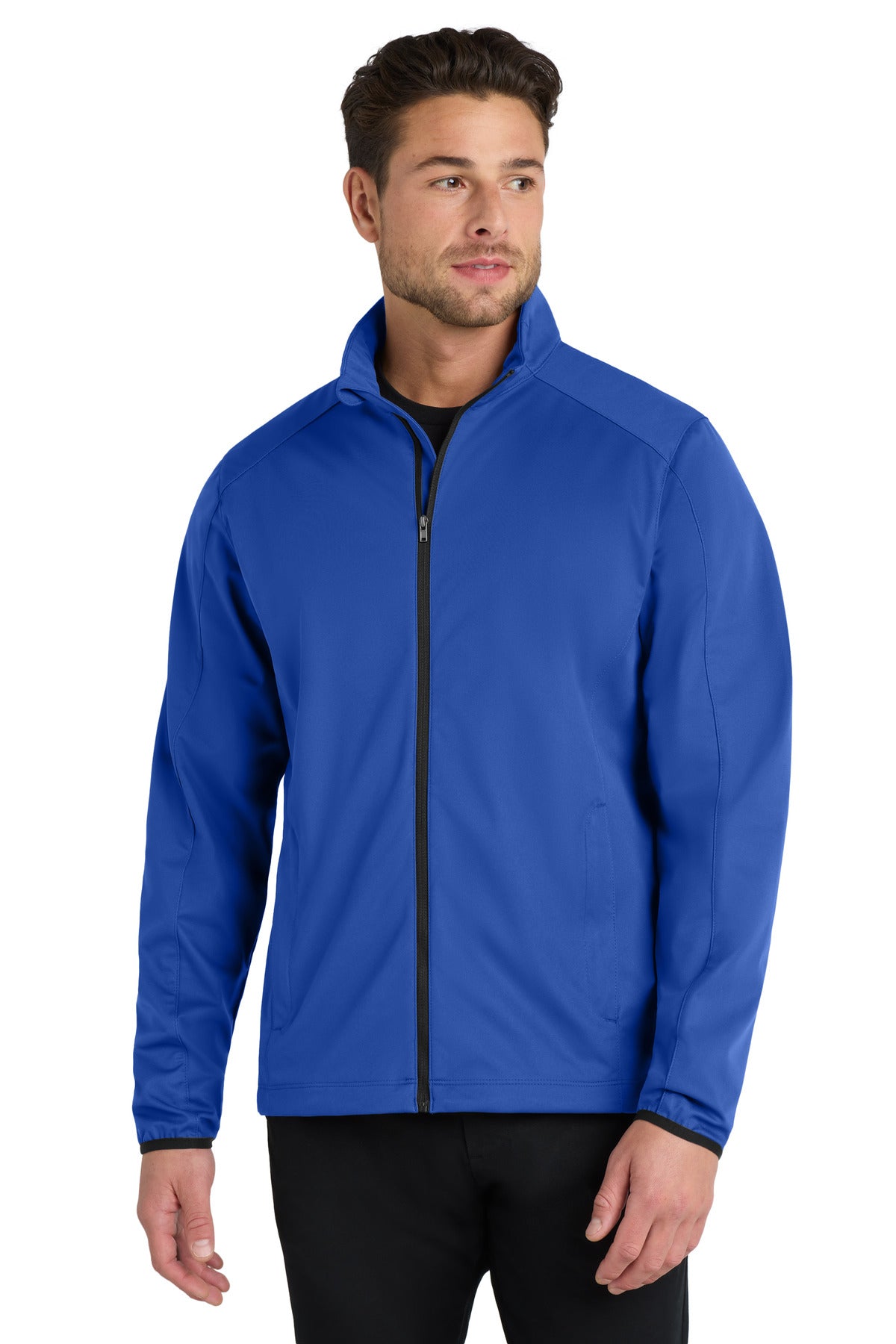 Custom True Royal Active Soft Shell Jacket J717, personalized by SanCanDo Swag in Argyle, TX
