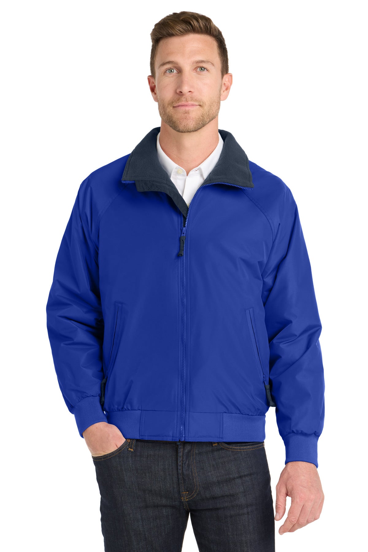Custom True Royal/ True Navy Challenger Jacket J754, personalized by SanCanDo Swag in Argyle, TX