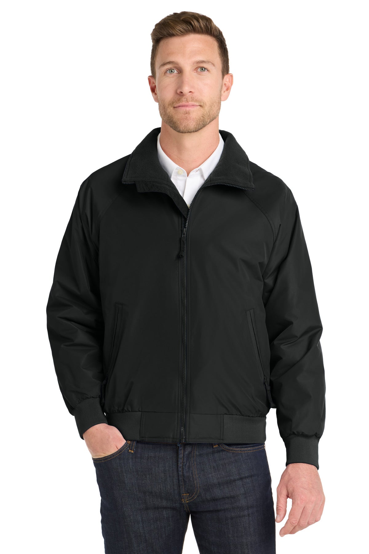 Custom True Black/ True Black Challenger Jacket J754, personalized by SanCanDo Swag in Argyle, TX