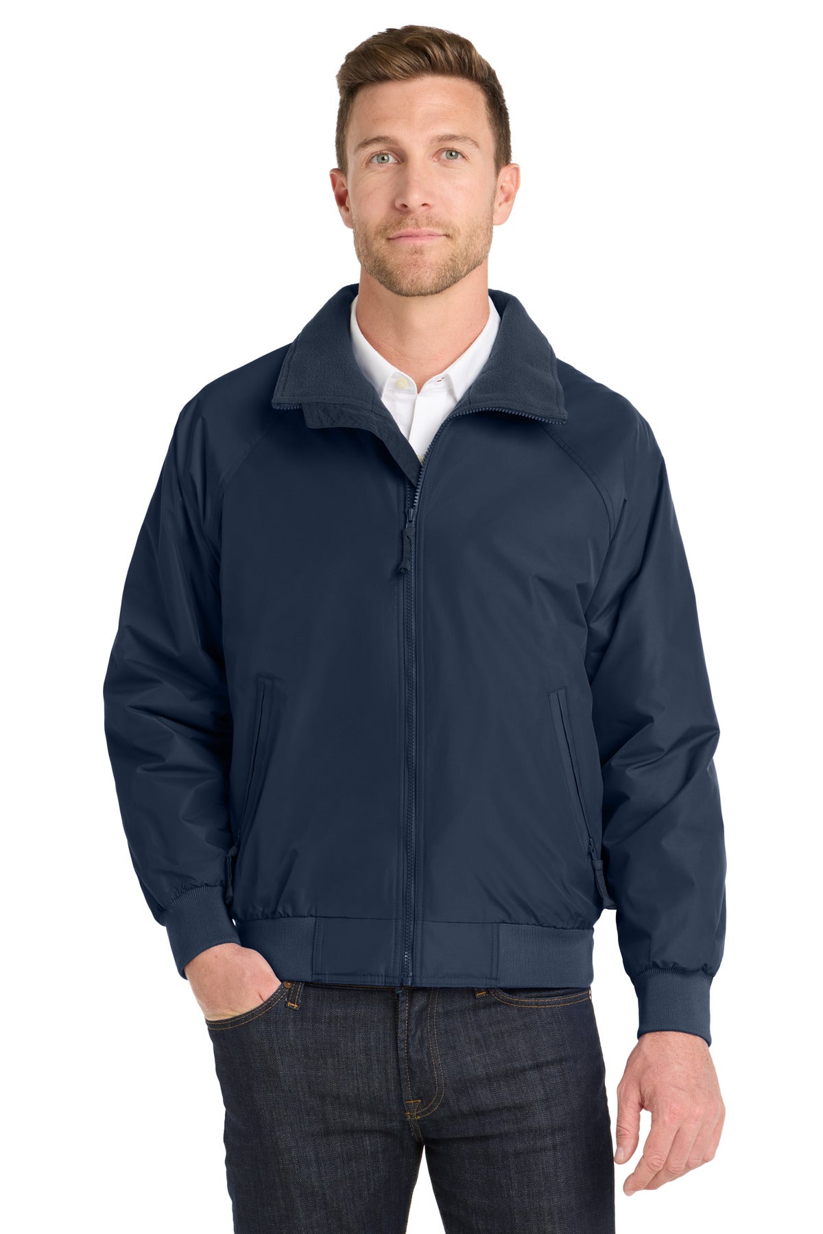 Custom True Navy/ True Navy Challenger Jacket J754, personalized by SanCanDo Swag in Argyle, TX