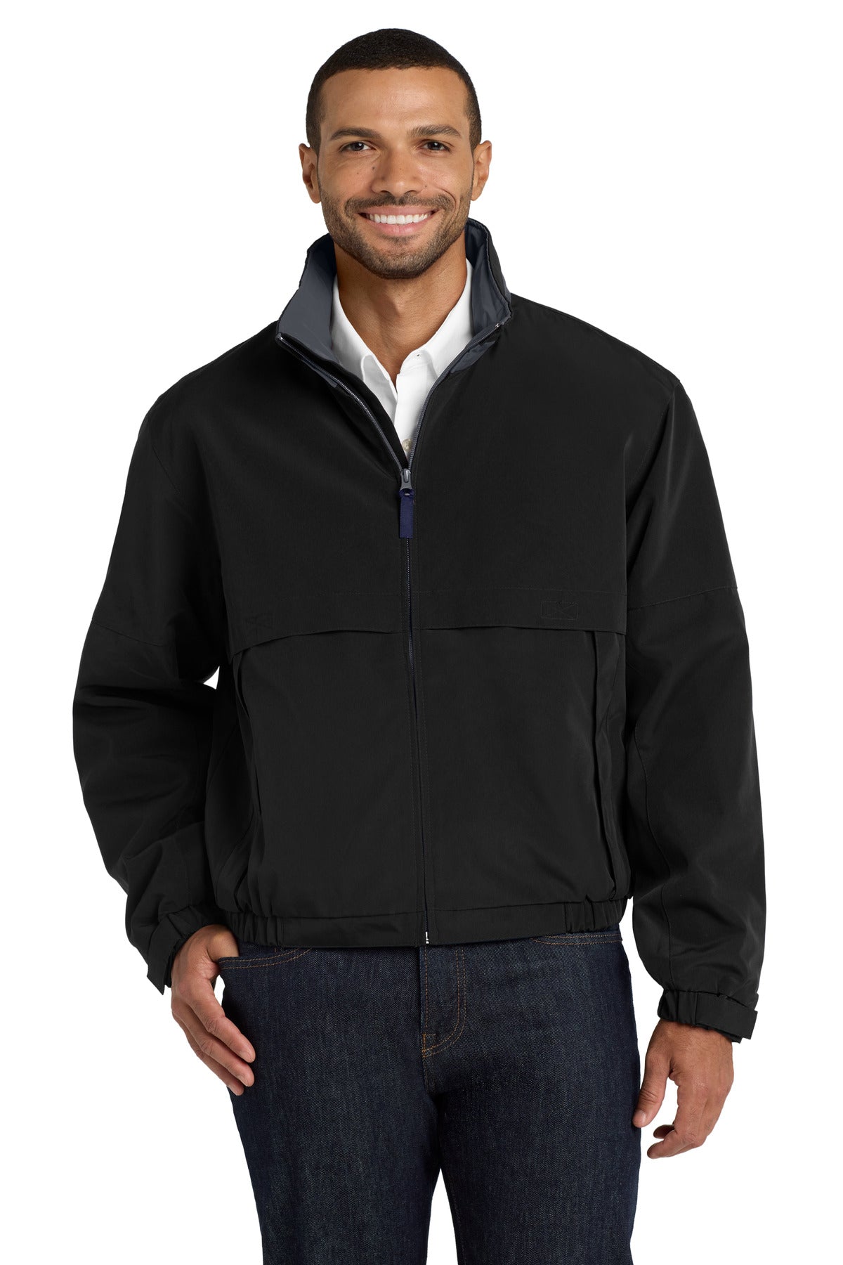 Custom Black/ Steel Grey Legacy Jacket J764, personalized by SanCanDo Swag in Argyle, TX
