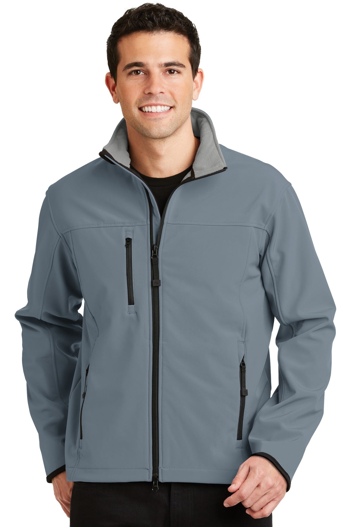 Custom Atlantic Blue/ Chrome Glacier Soft Shell Jacket J790, personalized by SanCanDo Swag in Argyle, TX