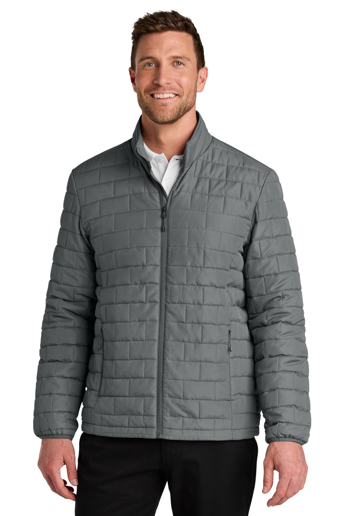 Custom Smoke Grey C-FREE Brick Jacket J854, personalized by SanCanDo Swag in Argyle, TX