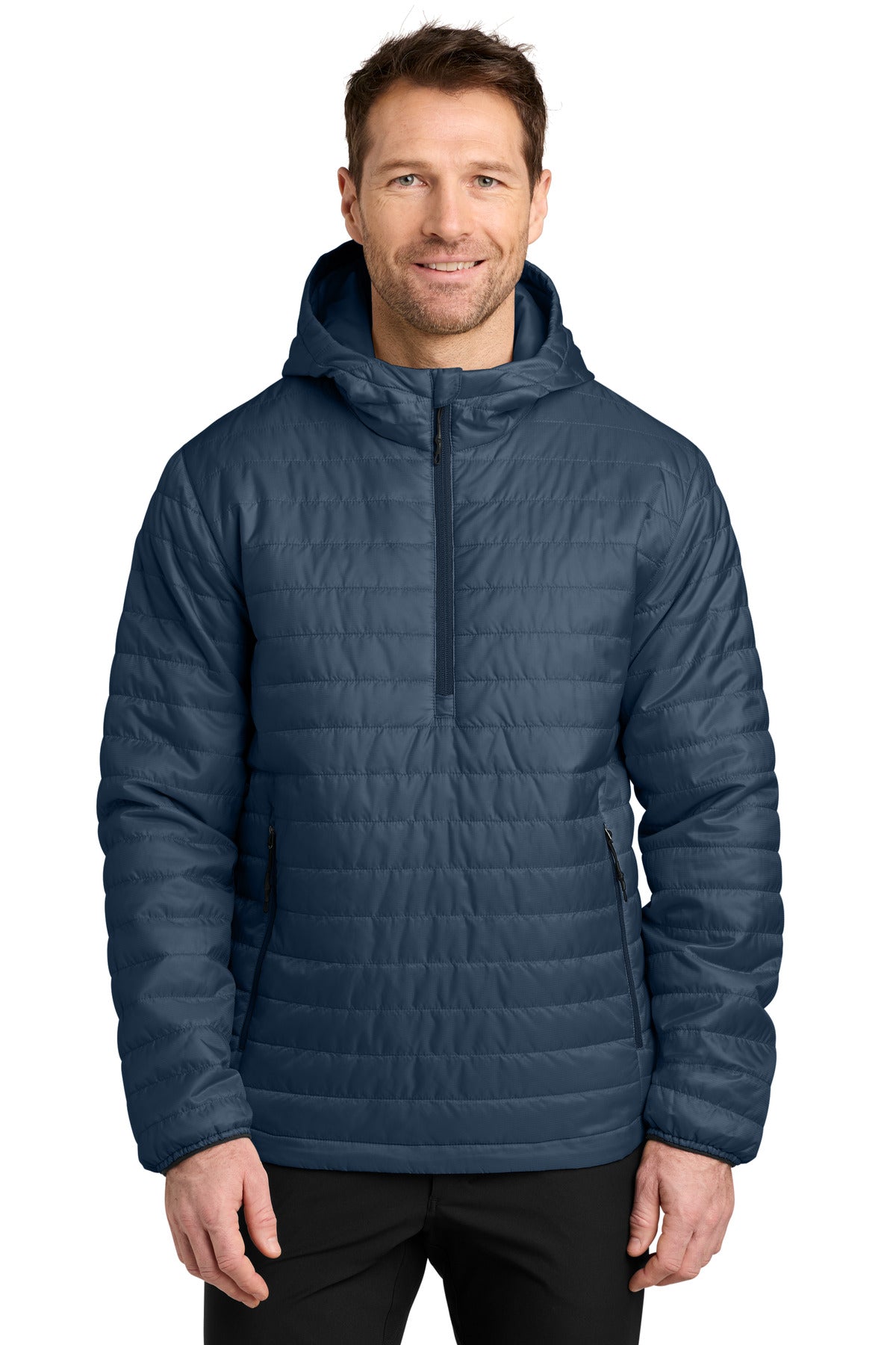 Custom Regatta Blue Packable Puffy Anorak J855, personalized by SanCanDo Swag in Argyle, TX