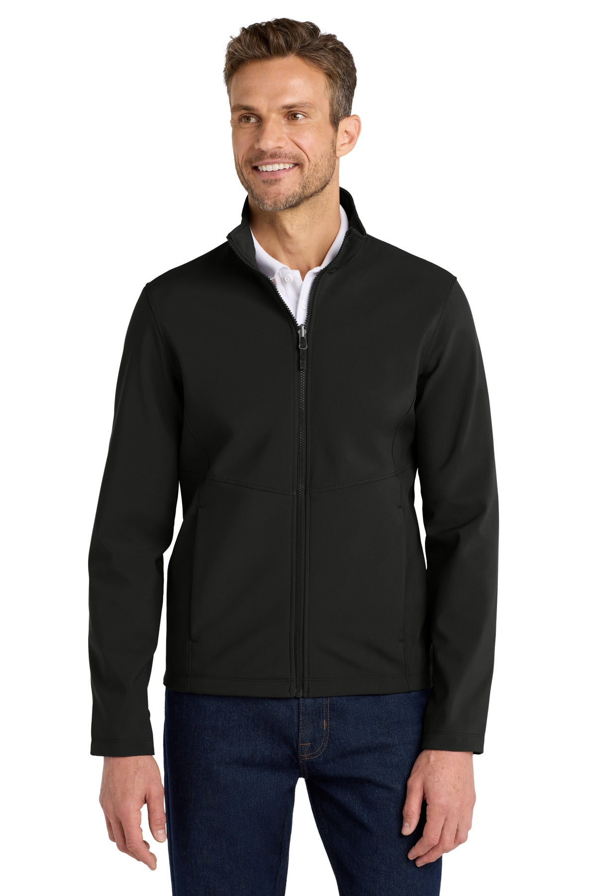 Custom Deep Black Collective Soft Shell Jacket J901, personalized by SanCanDo Swag in Argyle, TX