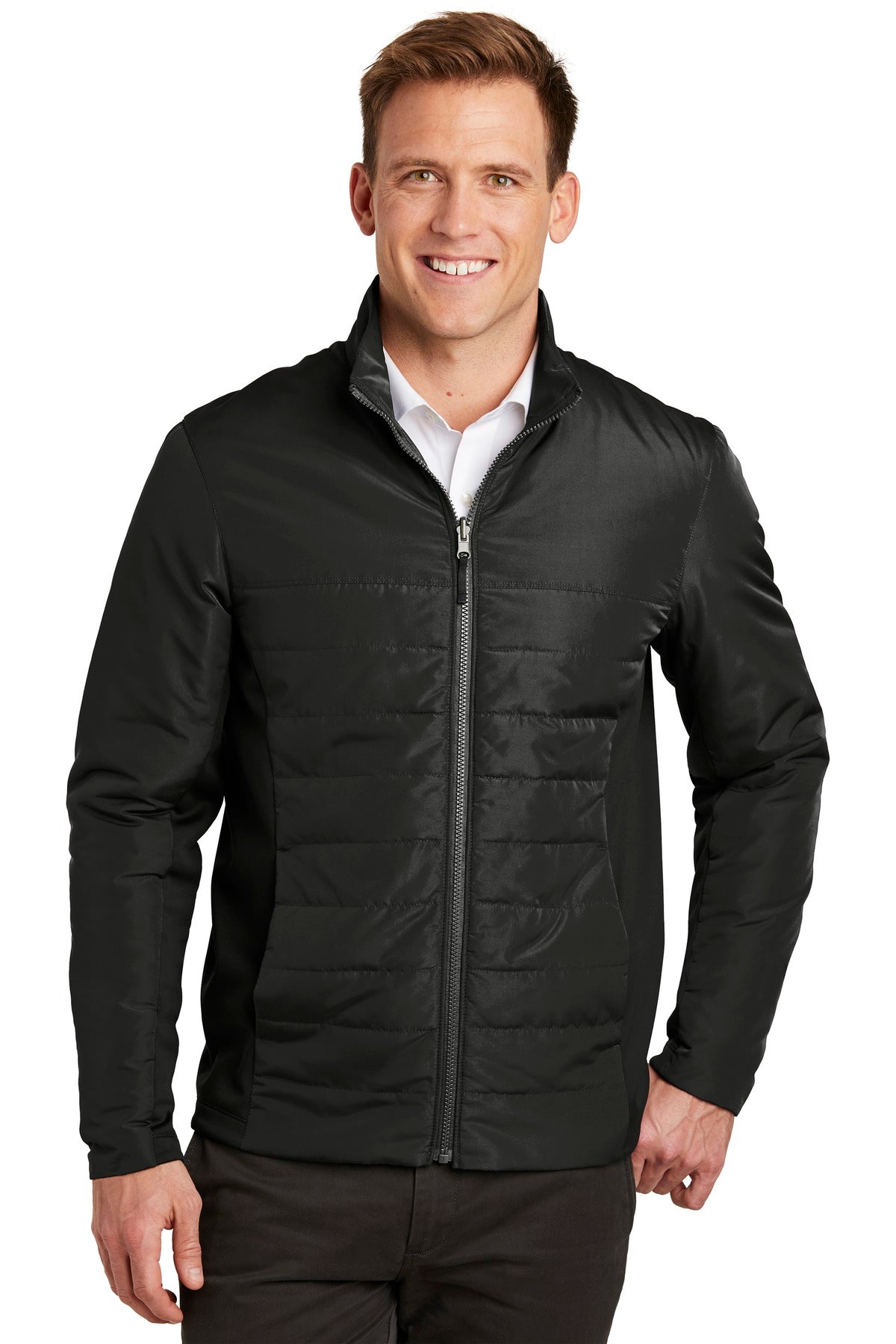 Custom Deep Black Collective Insulated Jacket J902, personalized by SanCanDo Swag in Argyle, TX