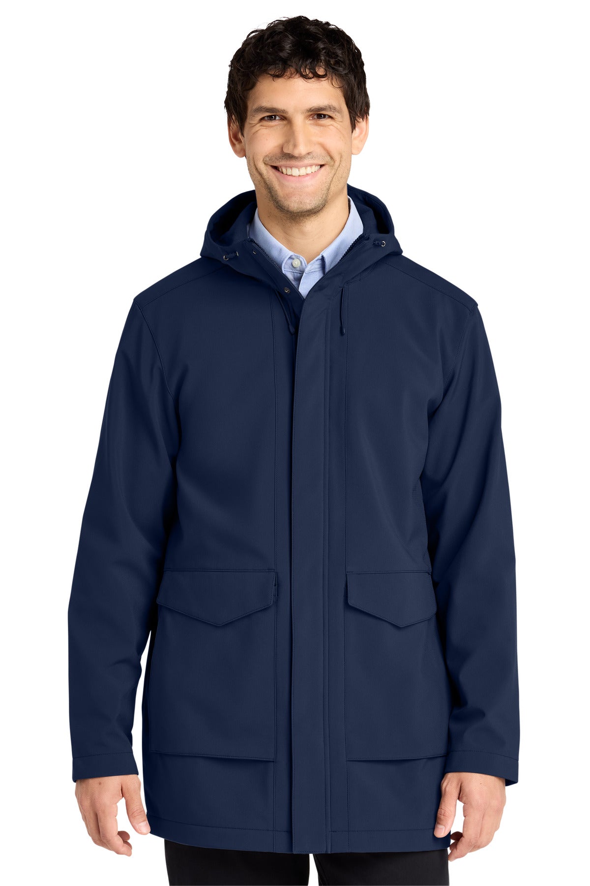 Custom River Blue Navy Collective Outer Soft Shell Parka J919, personalized by SanCanDo Swag in Argyle, TX