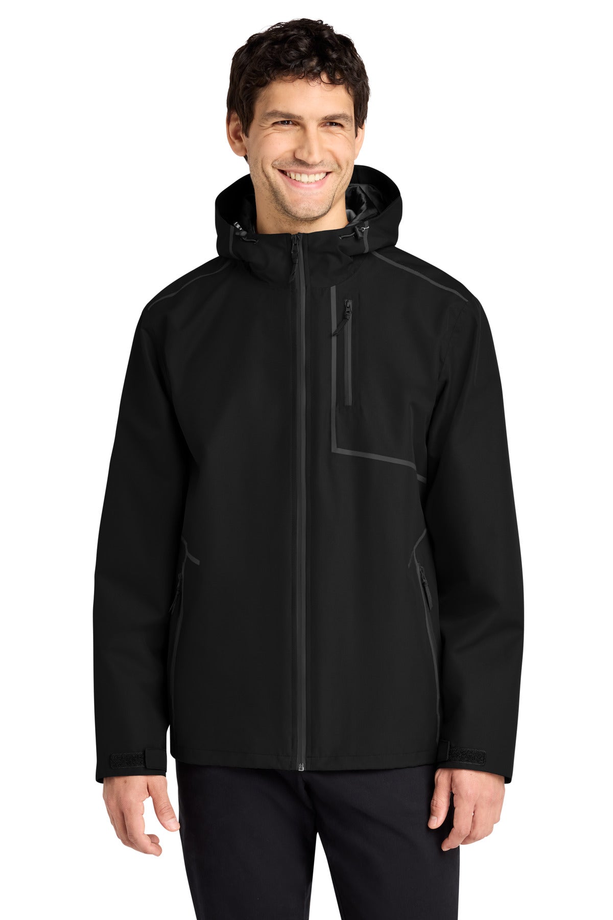 Custom Deep Black Collective Tech Outer Shell Jacket J920, personalized by SanCanDo Swag in Argyle, TX