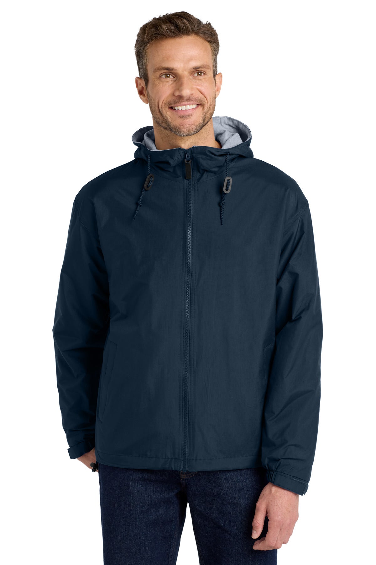 Custom Bright Navy/ Light Oxford Team Jacket JP56, personalized by SanCanDo Swag in Argyle, TX