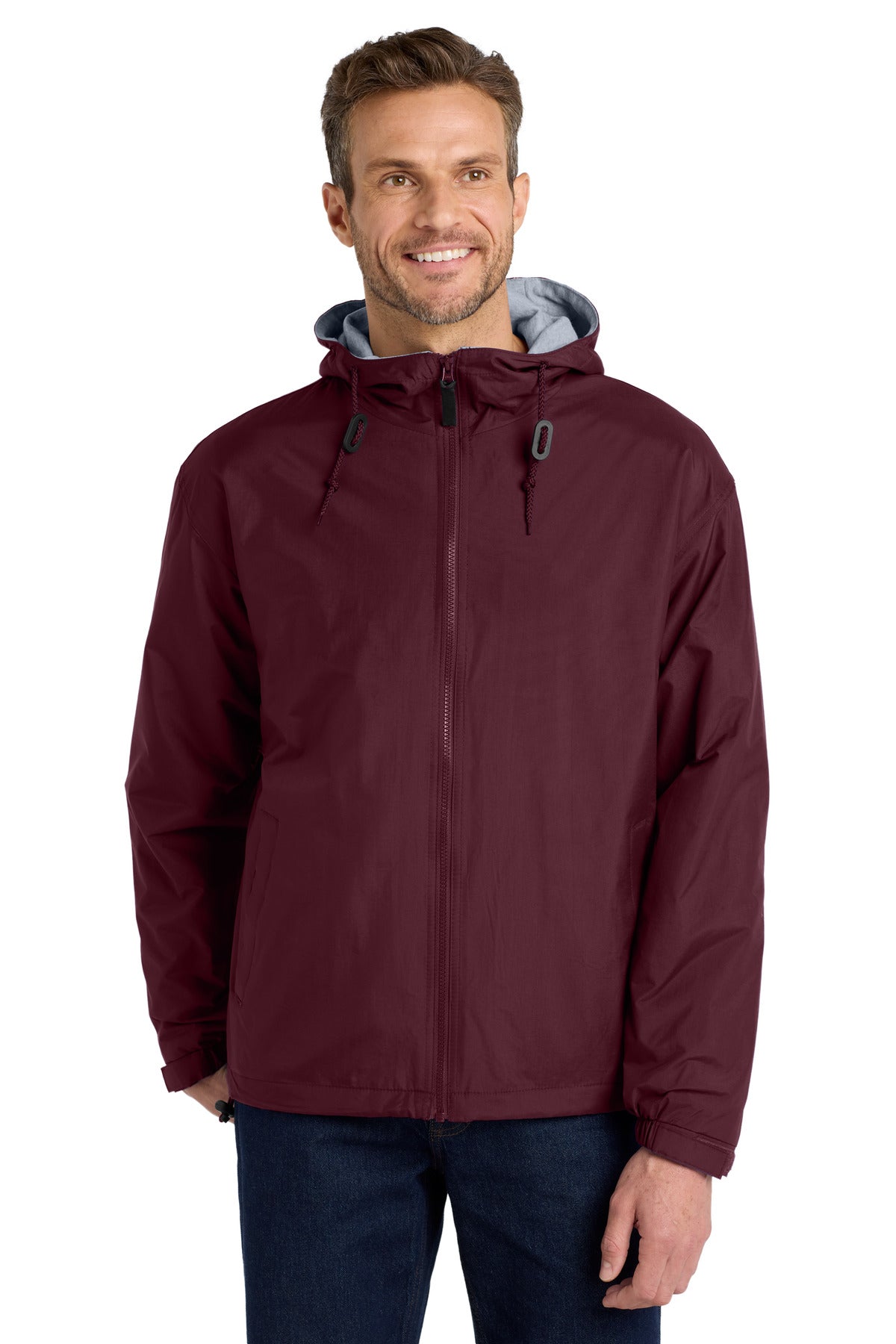 Custom Maroon/ Light Oxford Team Jacket JP56, personalized by SanCanDo Swag in Argyle, TX
