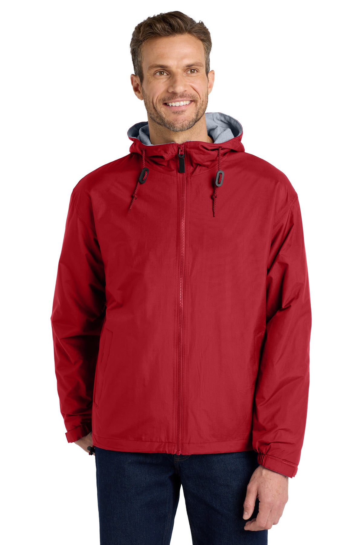 Custom Red/ Light Oxford Team Jacket JP56, personalized by SanCanDo Swag in Argyle, TX