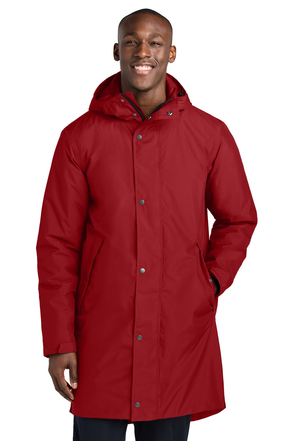 Custom Deep Red Waterproof Insulated Sideline Parka JST55, personalized by SanCanDo Swag in Argyle, TX