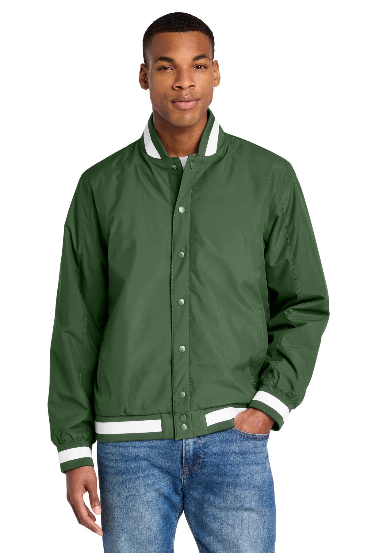 Custom Forest Green Insulated Varsity Jacket JST58, personalized by SanCanDo Swag in Argyle, TX
