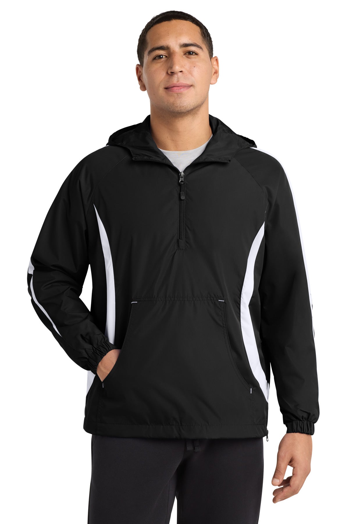 Custom Black/ White Colorblock Raglan Anorak JST63, personalized by SanCanDo Swag in Argyle, TX