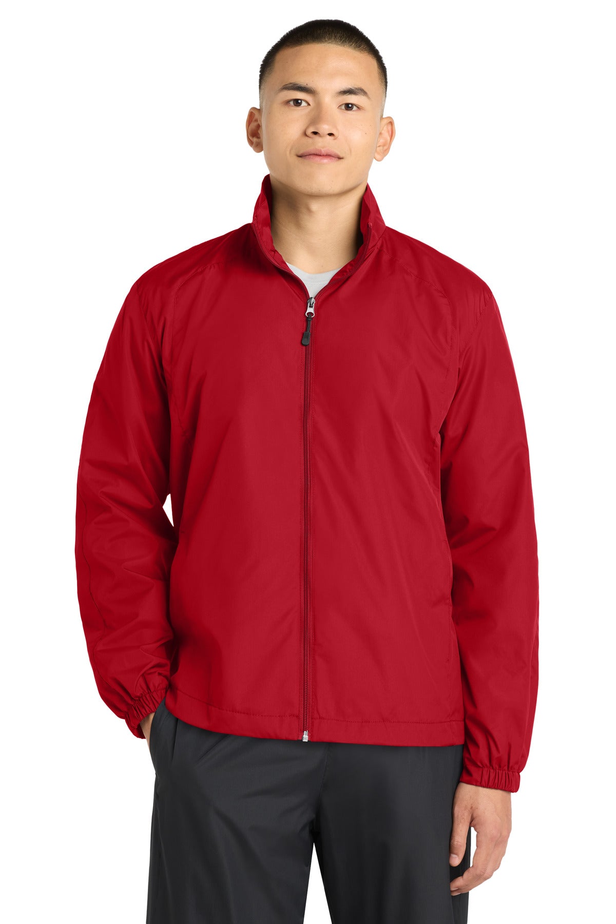 Custom True Red Full-Zip Wind Jacket JST70, personalized by SanCanDo Swag in Argyle, TX