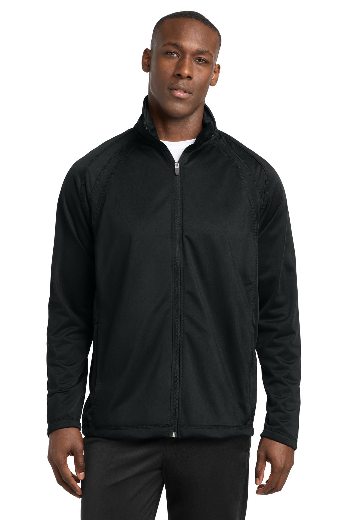 Custom Black/ Black Tricot Track Jacket JST90, personalized by SanCanDo Swag in Argyle, TX