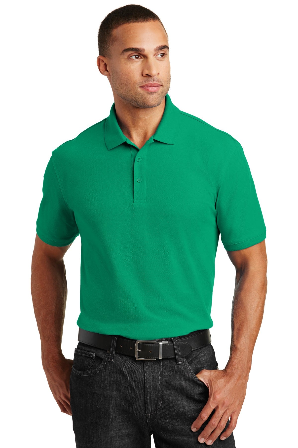 Custom Bright Kelly Green Core Classic Pique Polo K100, personalized by SanCanDo Swag in Argyle, TX