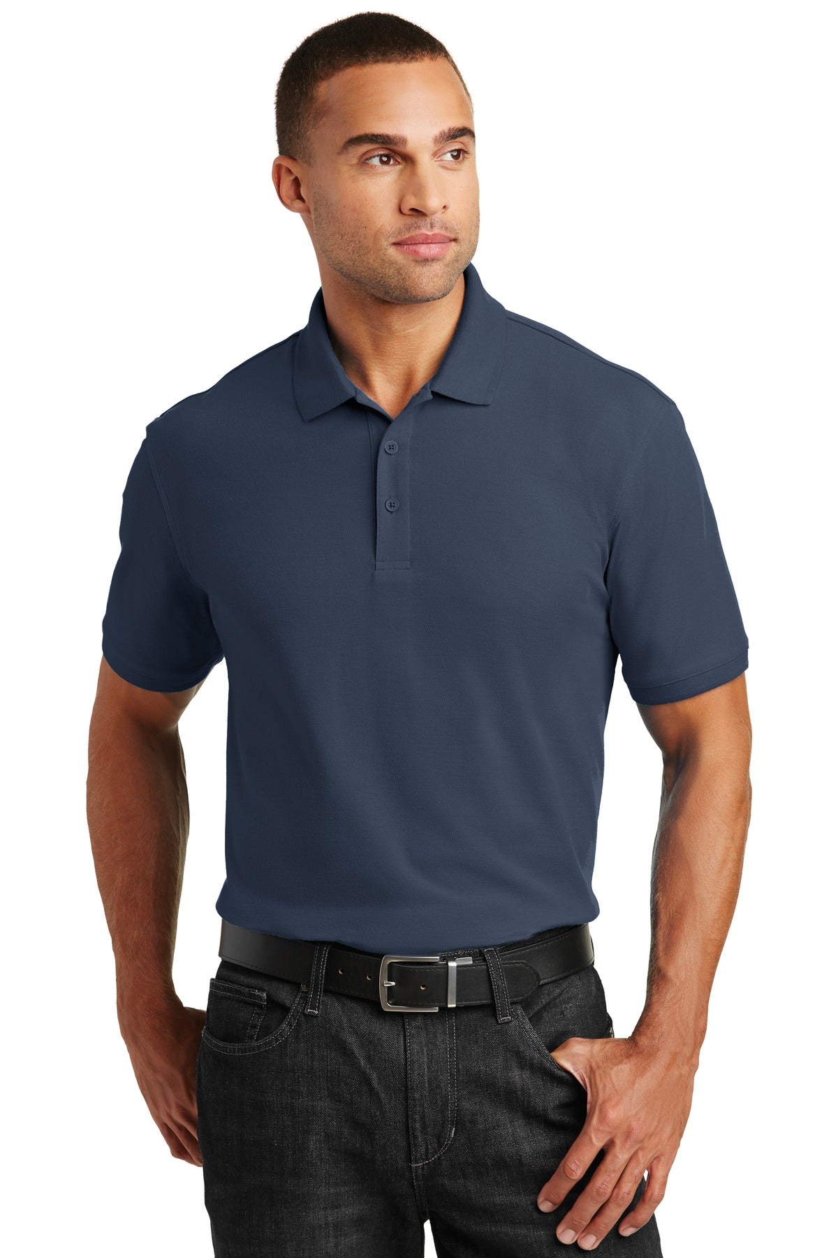 Custom River Blue Navy Core Classic Pique Polo K100, personalized by SanCanDo Swag in Argyle, TX