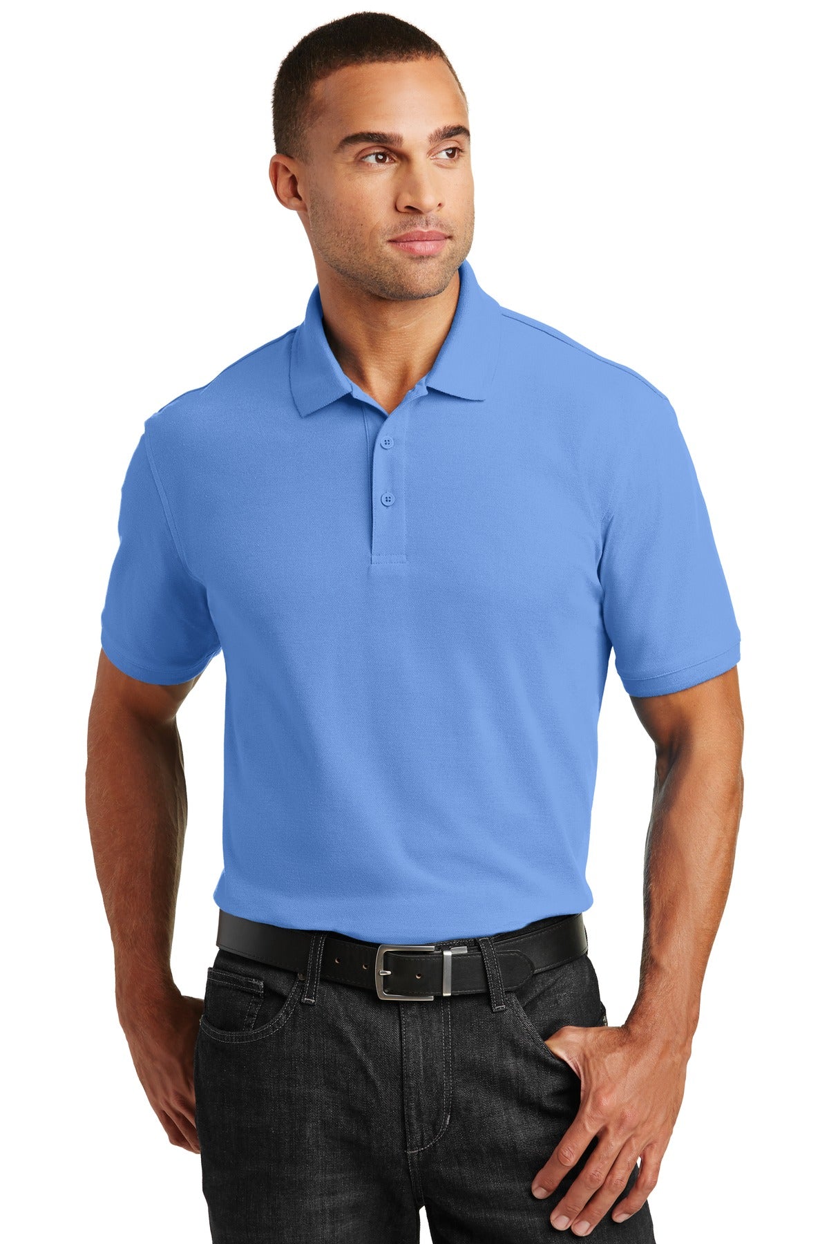 Custom Carolina Blue Core Classic Pique Polo K100, personalized by SanCanDo Swag in Argyle, TX