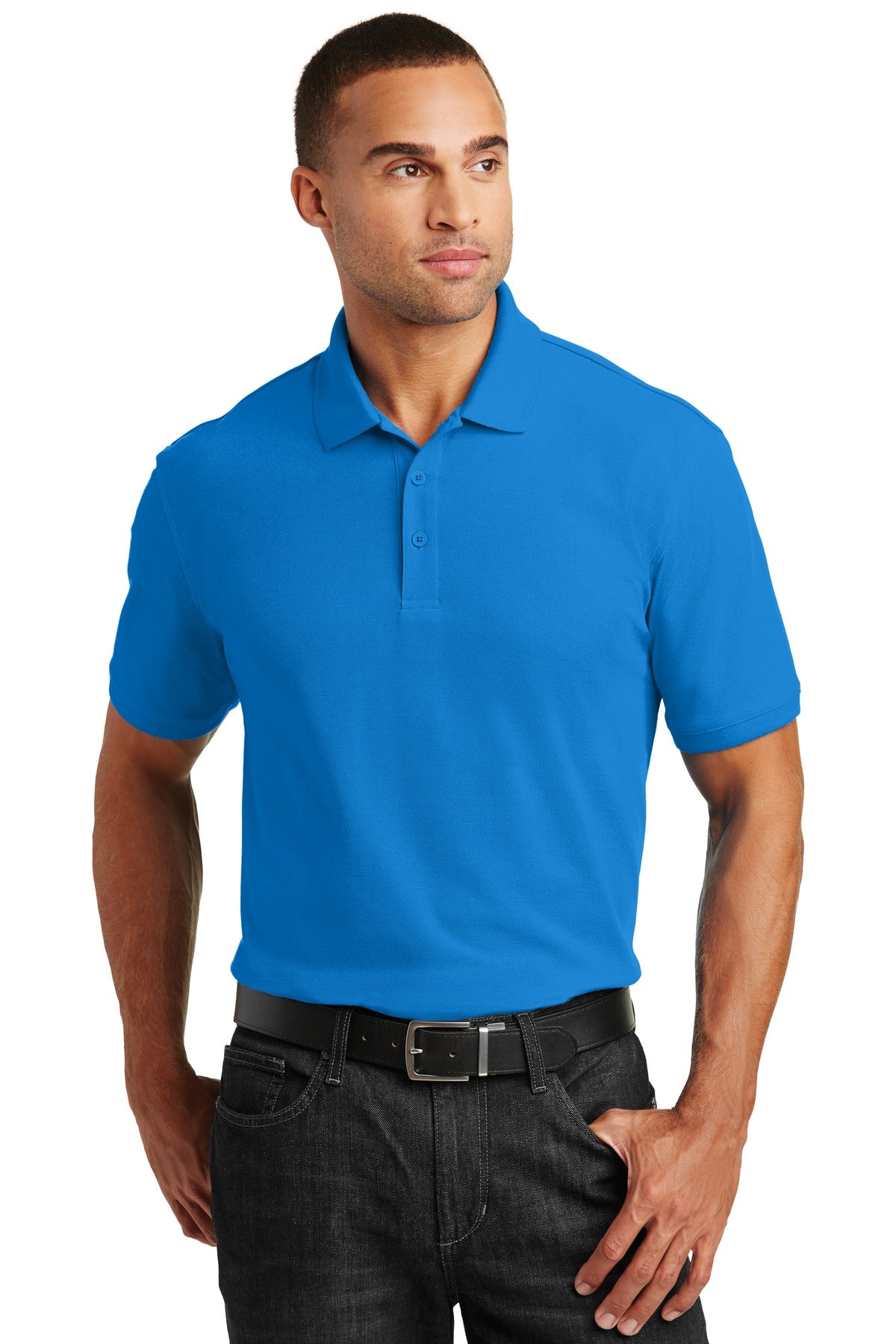 Custom Coastal Blue Core Classic Pique Polo K100, personalized by SanCanDo Swag in Argyle, TX
