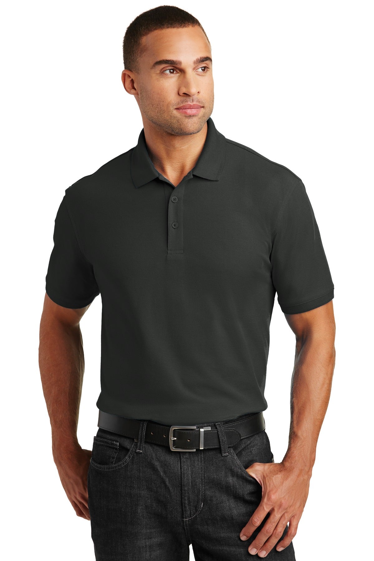 Custom Deep Black Core Classic Pique Polo K100, personalized by SanCanDo Swag in Argyle, TX